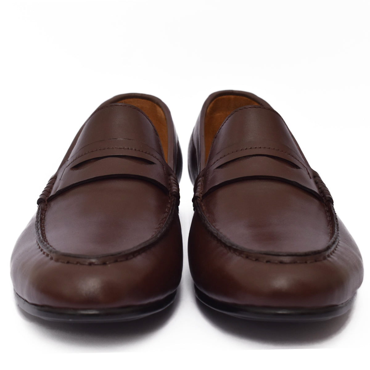 Johny Weber Handmade Brown Leather Loafers Shoes