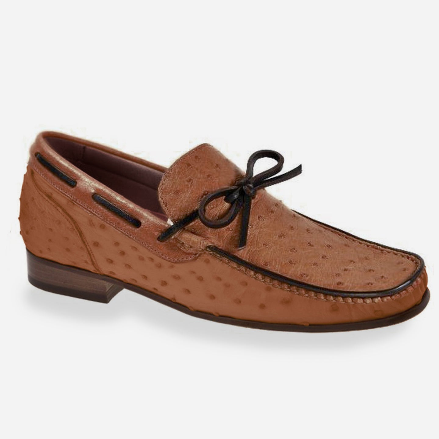 Johny Weber Handmade Brown Ostrich Leather Loafers