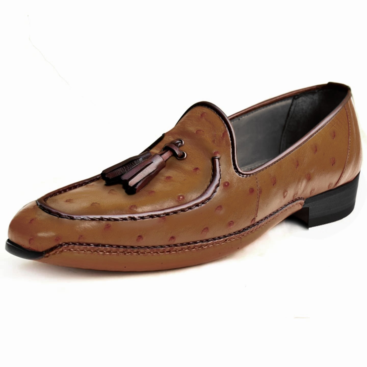 Johny Weber Handmade Brown Ostrich Leather Fold Sole Shoes