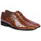 Johny Weber Handmade Monk Strap In Brown Ostrich Leather