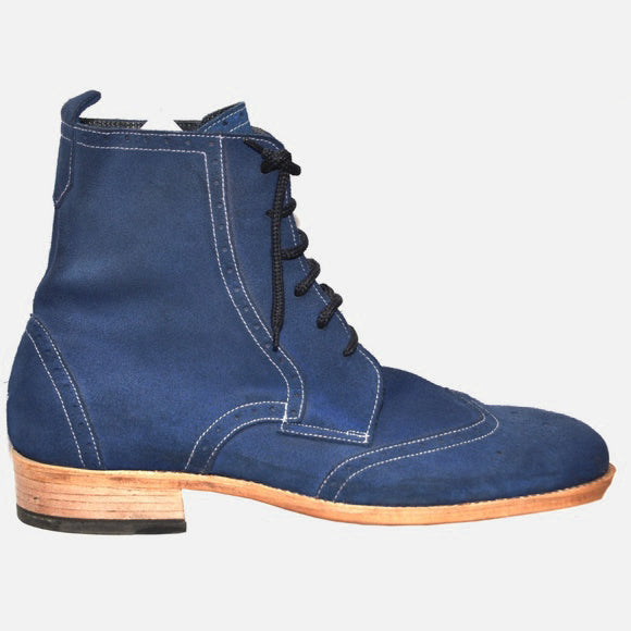 Johny Weber Handmade Blue Suede Leather Long Boots