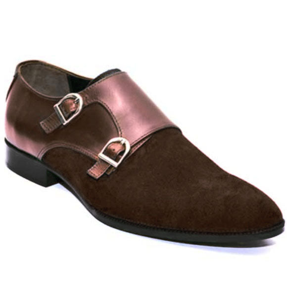 Johny Weber Handmade Double Monk Strap With Brown Suede Leather