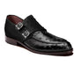 Johny Weber Handmade Black Double Monk Strap Ostrich Leather Shoes