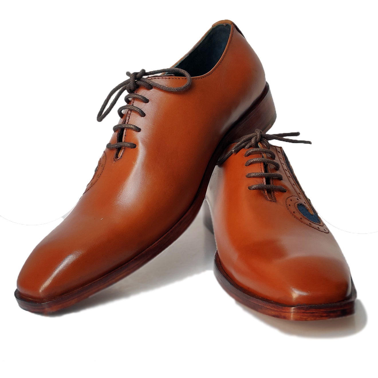 Johny Weber Handmade Two Tone Tan Leather Oxford Shoes