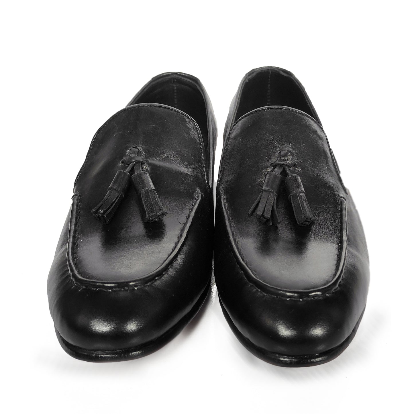 Johny Weber Handmade Black Leather Tassels Loafer