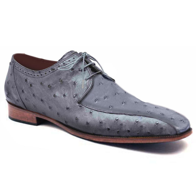 Johny Weber Handmade Grey Ostrich Leather Oxford Shoes