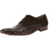 Johny Weber Handmade Oxfords In Dark Brown Ostrich Leather - Johny Weber