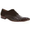 Johny Weber Handmade Oxfords In Dark Brown Ostrich Leather - Johny Weber