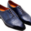 Johny Weber Handmade Oxfords In Blue Ostrich Leather - Johny Weber