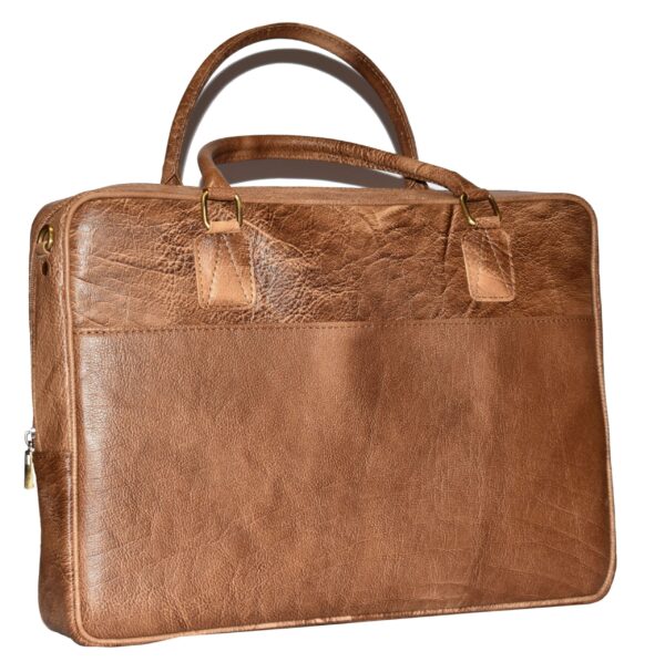 Johny Weber Handmade Vintage Leather Slim Briefcase. - Johny Weber