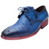 Johny Weber Handmade Oxfords In Blue Ostrich Leather - Johny Weber