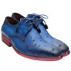 Johny Weber Handmade Oxfords In Blue Ostrich Leather - Johny Weber