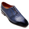 Johny Weber Handmade Oxfords In Blue Ostrich Leather - Johny Weber