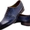 Johny Weber Handmade Oxfords In Blue Ostrich Leather - Johny Weber