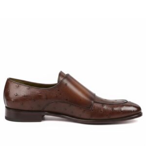 Johny Weber Handcrafted Light Pink Ostrich Leather Double Monk strap Loafer