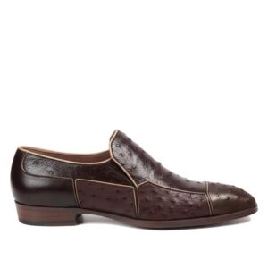 Johny Weber Handcrafted Brown Ostrich Leather Loafers