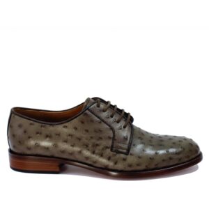 Johny Weber Handcrafted Men's Oxford Shoes In Olive Ostrich Leather Oxfords