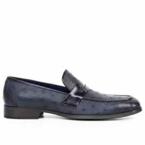 Johny Weber Handcrafted Black Ostrich Leather Loafers
