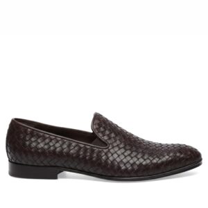 Johny Weber Handcrafted Knitted Dark Brown Loafers