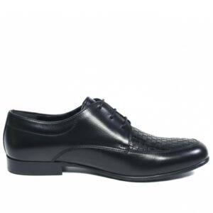 Johny Weber Handcrafted Men's Oxford Shoes in Black Plain and Knitted Leather.