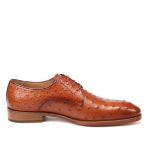 Johny Weber Handcrafted Brown Ostrich Leather Oxford Shoes
