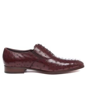 Johny Weber Handcrafted Brown Ostrich Leather Oxford Shoes
