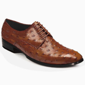 Johny Weber Handcrafted Oxfords In Brown Ostrich Leather