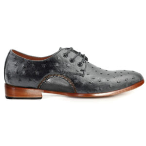 Johny Weber Handcrafted Oxfords In Black Ostrich Leather
