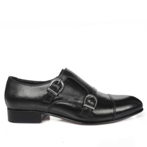 Johny Weber Handcrafted Black Leather Double Monk strap Shoes.